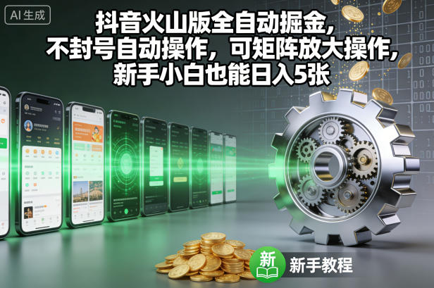 抖音火山版全自动掘金，不封号自动操作，可矩阵放大操作，新手小白也能日入5张【揭秘】 - 青笺杂货铺 - 网创项目_软件_壁纸下载资源平台