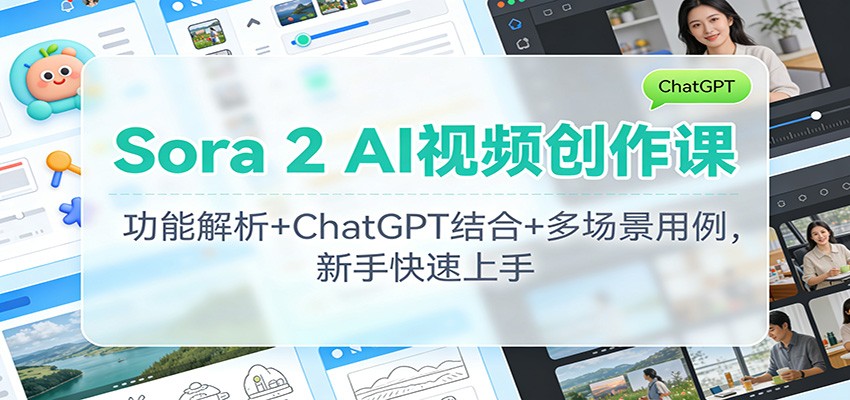 Sora 2 AI视频创作课：功能解析+ChatGPT结合+多场景用例，新手快速上手 - 青笺杂货铺 - 网创项目_软件_壁纸下载资源平台