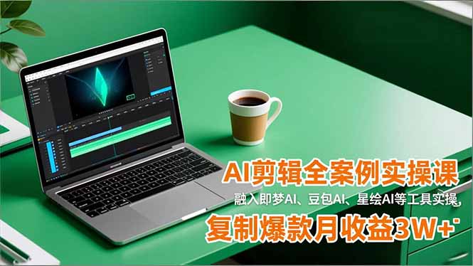 AI剪辑全案例实操课，融入即梦AI、豆包AI、星绘AI等工具实操，复制爆款月收益3W+ - 青笺杂货铺 - 网创项目_软件_壁纸下载资源平台