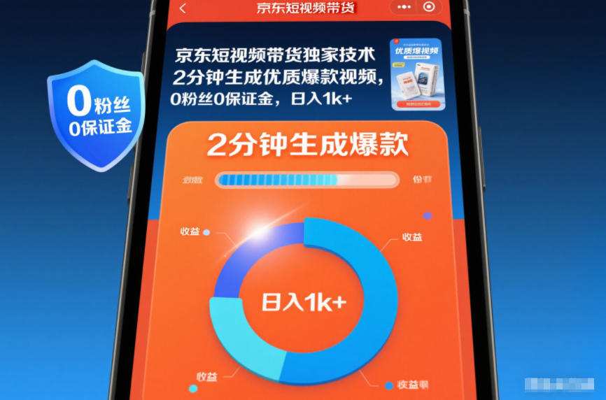 京东短视频带货独家技术，2分钟生成一条优质爆款视频，0粉丝0保证金，日入1k+【揭秘】 - 青笺杂货铺 - 网创项目_软件_壁纸下载资源平台