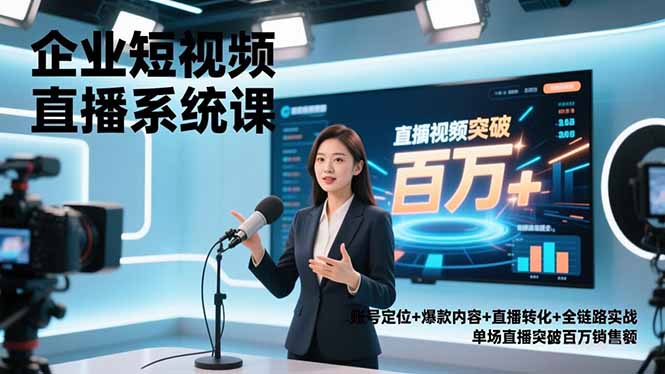 企业短视频直播系统课，账号定位+爆款内容+直播转化+全链路实战，单场直播突破百万销售额 - 青笺杂货铺 - 网创项目_软件_壁纸下载资源平台