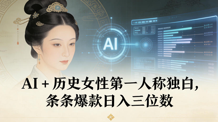 AI+历史女性第一人称独白，条条爆款日入三位数 - 青笺杂货铺 - 网创项目_软件_壁纸下载资源平台