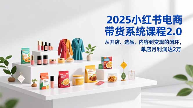 2025小红书电商带货系统课程2.0，从开店、选品、内容到变现的闭环，单店月利润达2万 - 青笺杂货铺 - 网创项目_软件_壁纸下载资源平台