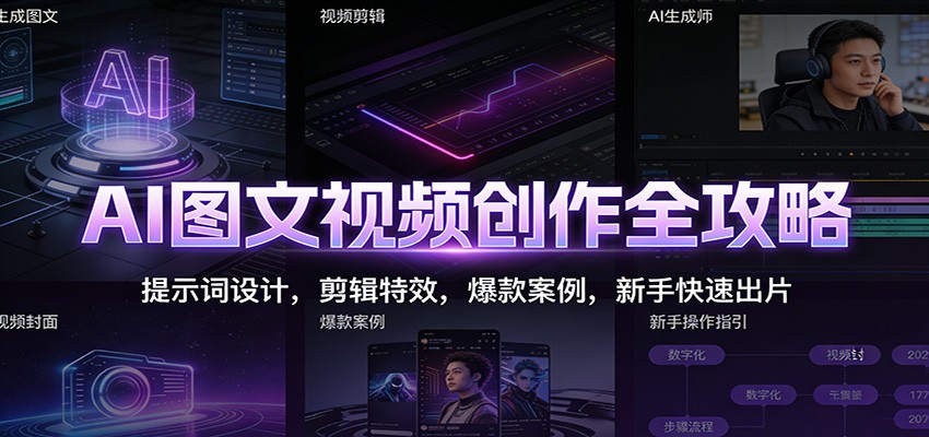 AI图文视频创作全攻略：提示词设计，剪辑特效，爆款案例，新手快速出片 - 青笺杂货铺 - 网创项目_软件_壁纸下载资源平台