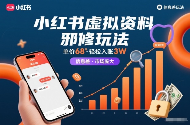小红书虚拟资料邪修玩法，单价68，轻松入账3W，信息差玩法，市场庞大 - 青笺杂货铺 - 网创项目_软件_壁纸下载资源平台
