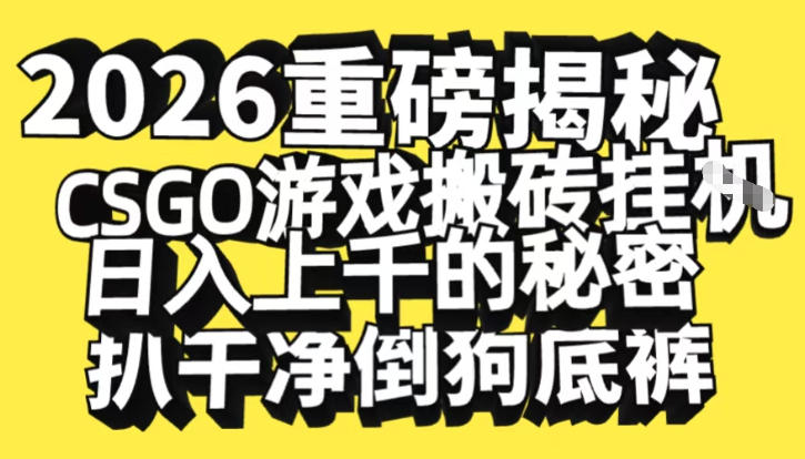 2026开年重磅解密，CSGO游戏搬砖挂G日入1k+的秘密，把倒狗的底裤扒干【揭秘】 - 青笺杂货铺 - 网创项目_软件_壁纸下载资源平台