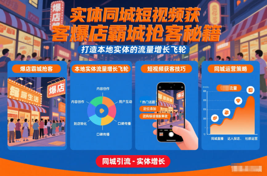 实体同城短视频获客爆店霸城抢客秘籍，打造本地实体的流量增长飞轮 - 青笺杂货铺 - 网创项目_软件_壁纸下载资源平台