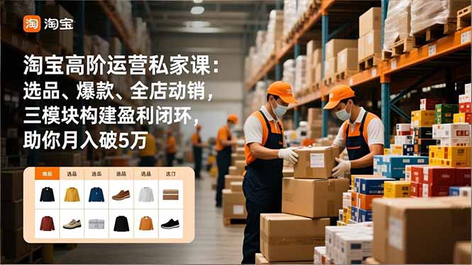 淘宝高阶运营私家课：选品、爆款、全店动销，三模块构建盈利闭环，助你月入破5万(更新12月 - 青笺杂货铺 - 网创项目_软件_壁纸下载资源平台