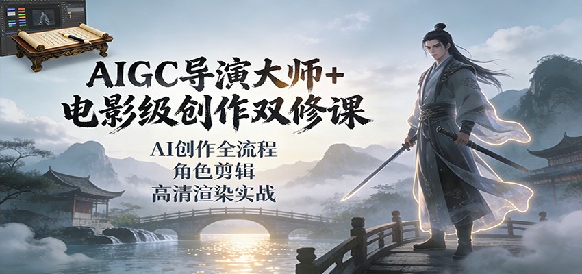AIGC导演大师+电影级创作双修课：AI创作全流程、角色剪辑、高清渲染实战 - 青笺杂货铺 - 网创项目_软件_壁纸下载资源平台