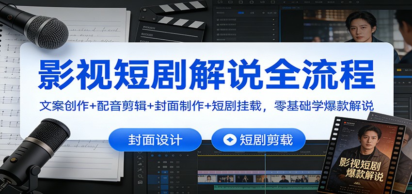 影视短剧解说全流程：文案创作+配音剪辑+封面制作+短剧挂载，零基础学爆款解说 - 青笺杂货铺 - 网创项目_软件_壁纸下载资源平台