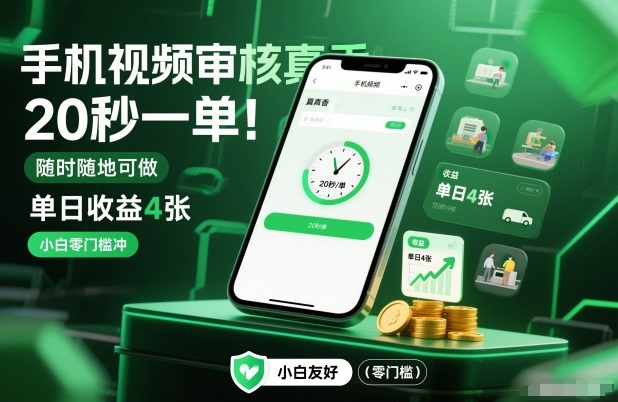 手机视频审核真香！20秒一单，随时随地可做，单日收益4张，小白零门槛冲【揭秘】 - 青笺杂货铺 - 网创项目_软件_壁纸下载资源平台