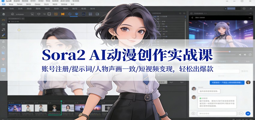 Sora2 AI动漫创作实战课：账号注册/提示词/人物声画一致/短视频变现，轻松出爆款 - 青笺杂货铺 - 网创项目_软件_壁纸下载资源平台