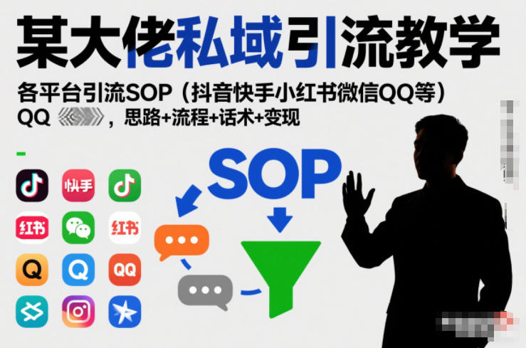某大佬私域引流教学，各平台引流SOP(抖音快手小红书微信QQ等)，思路+流程+话术+变现 - 青笺杂货铺 - 网创项目_软件_壁纸下载资源平台