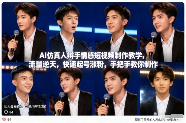 AI仿真人辩手情感短视频制作教学,流量逆天,快速起号涨粉,手把手教你制作 - 青笺杂货铺 - 网创项目_软件_壁纸下载资源平台
