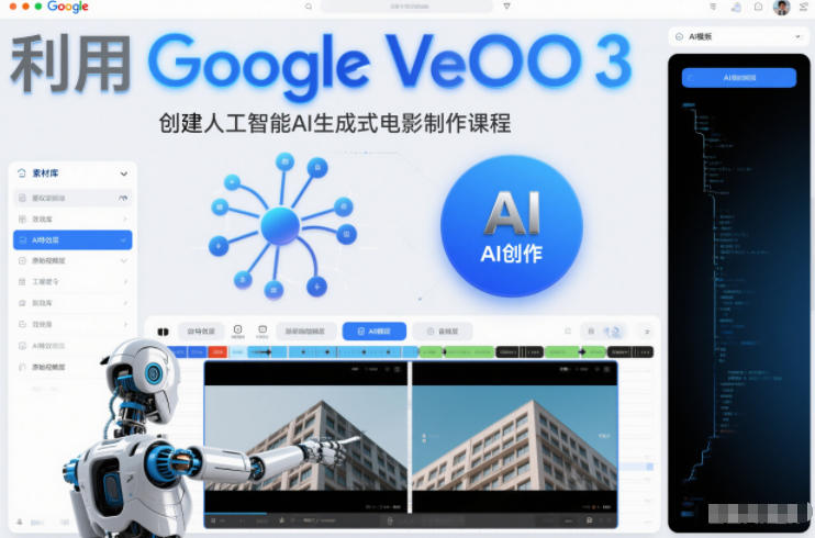 利l用Google Veo 3创建人工智能AI生成式电影制作课程，使用人工智能的力量创建令人惊叹的视频 - 青笺杂货铺 - 网创项目_软件_壁纸下载资源平台