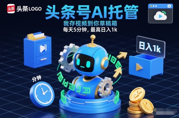 头条号AI托管，我存视频到你草稿箱，每天5分钟，最高日入1k【揭秘】 - 青笺杂货铺 - 网创项目_软件_壁纸下载资源平台