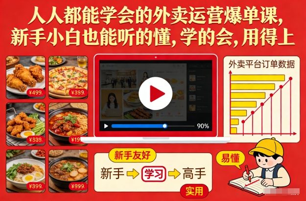 人人都能学会的外卖运营爆单课，新手小白也能听的懂，学的会，用得上 - 青笺杂货铺 - 网创项目_软件_壁纸下载资源平台