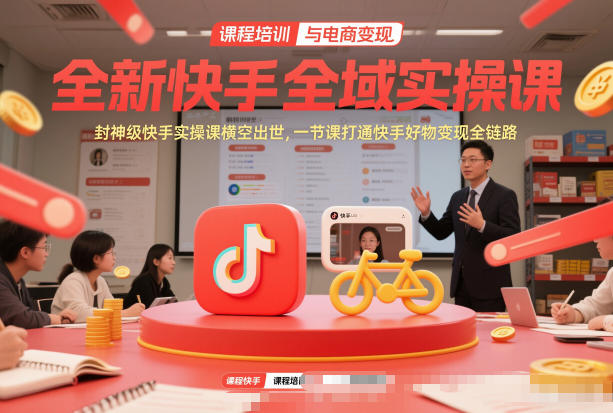 全新快手全域实操课，封神级快手实操课横空出世，一节课打通快手好物变现全链路 - 青笺杂货铺 - 网创项目_软件_壁纸下载资源平台