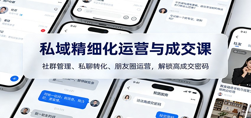私域精细化运营与成交课：社群管理、私聊转化、朋友圈运营，解锁高成交密码 - 青笺杂货铺 - 网创项目_软件_壁纸下载资源平台