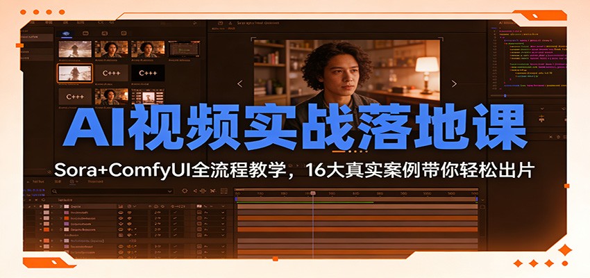 AI视频实战落地课:Sora+ComfyUI全流程教学,16大真实案例带你轻松出片 - 青笺杂货铺 - 网创项目_软件_壁纸下载资源平台