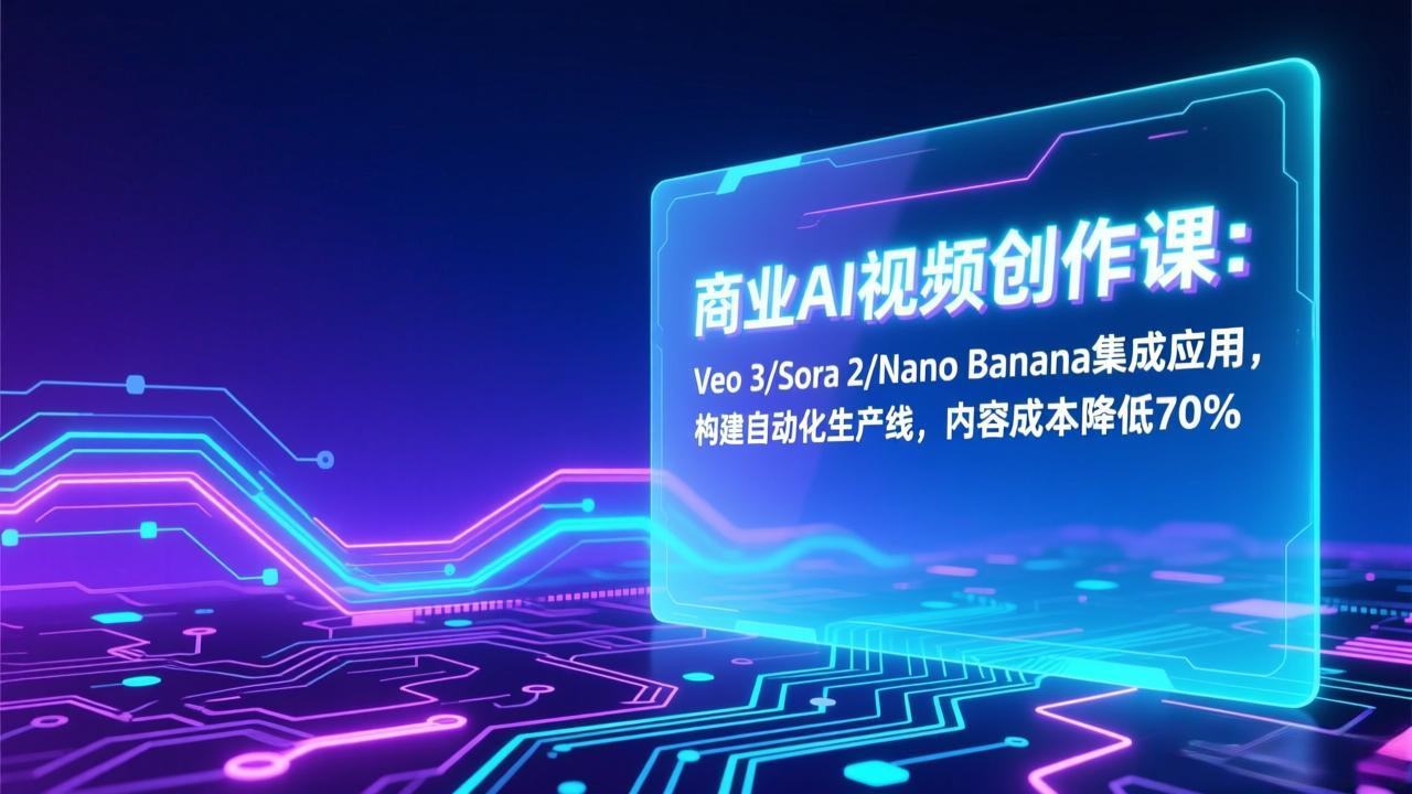 商业AI视频创作课：Veo 3/Sora 2/Nano Banana集成应用，构建自动化生产线，内容成本降低70% - 青笺杂货铺 - 网创项目_软件_壁纸下载资源平台