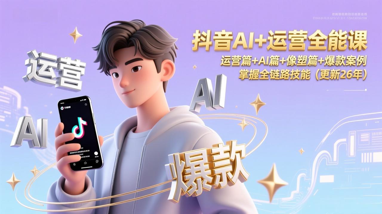 抖音AI+运营全能课，运营篇+AI篇+像塑篇+爆款案例，掌握全链路技能(更新26年 - 青笺杂货铺 - 网创项目_软件_壁纸下载资源平台